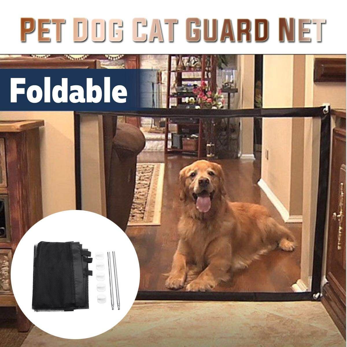 Pet Dog Cat Portable Foldable Nylon Mesh Net Obstruct Door Fence Gate Safe Guard