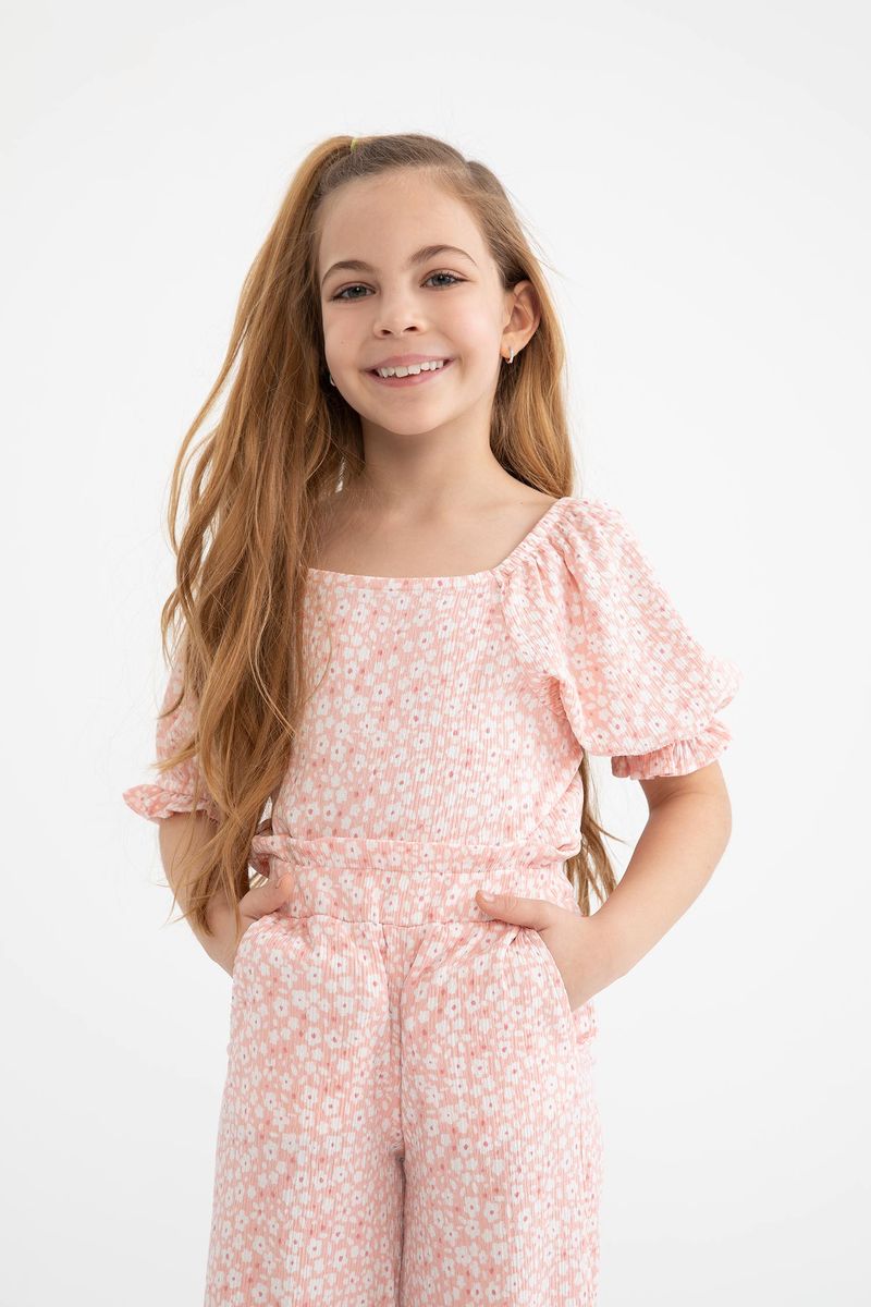 Girl Regular Fit Knitted Short Sleeve Body - Pink