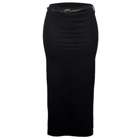 Women's Belted Long Skirt- Black
