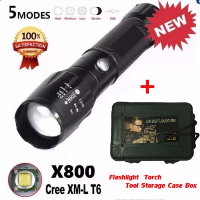 5000LM G700 Tactical ZOOM LED Flashlight CREE T6 Super Bright 5Modes Strong Military Light Telescopic Outdoor Zoom Long RangeAttack+ Flashlight Torch Tool Storage Case Box