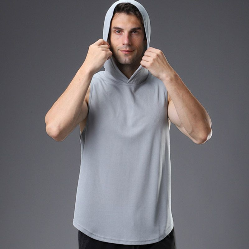 Men's Training Sports Vest Workout Fitness Hooded Tank Tops
