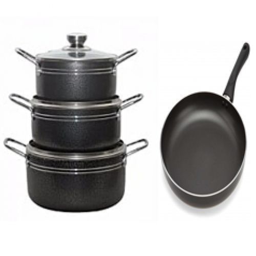 Non Stick Pot Set With Frying Pan - 4 Pcs