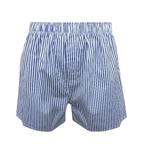 Pure Cotton Woven Striped Boxers - Blue & White