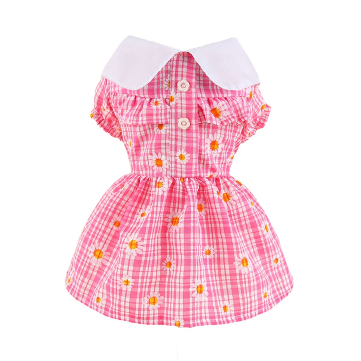 Pet Clothes Button Closure Puppy Apparel Rose Red