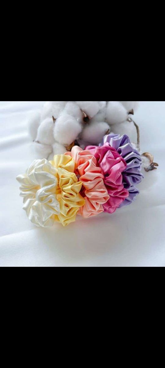 6pack Women Solid Hair Scrunchies Multicolor Rubber Hair Band Hair