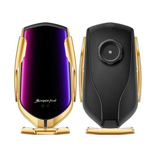 Automatic Clamping Wireless Car Charger Infrared Sensor Car Phone Holder Gold