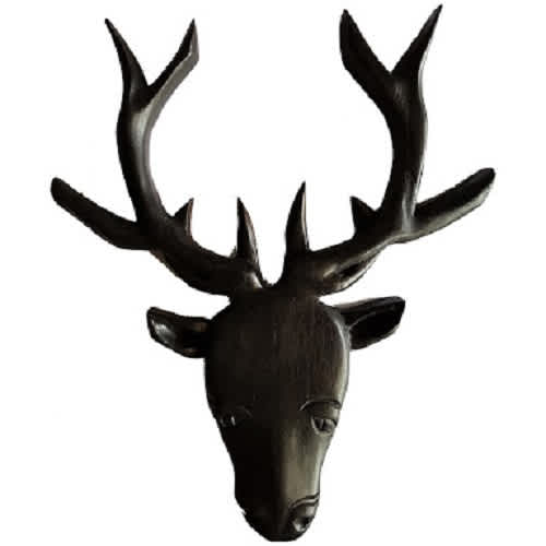 Deer Head Carving - Black