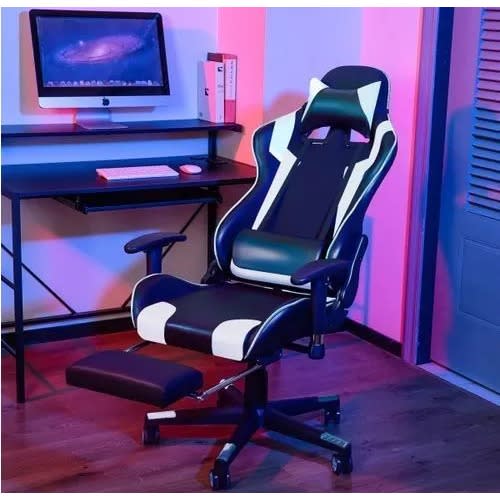 Collix Gaming Chair With Footrest - Black and White
