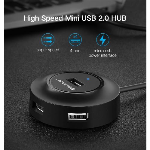 Usb 2.0 Hub 4 Ports - 1m - Black