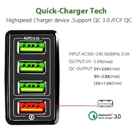 - Qualcomm High Watt Qc3.0 4 Usb Multi-port Fast