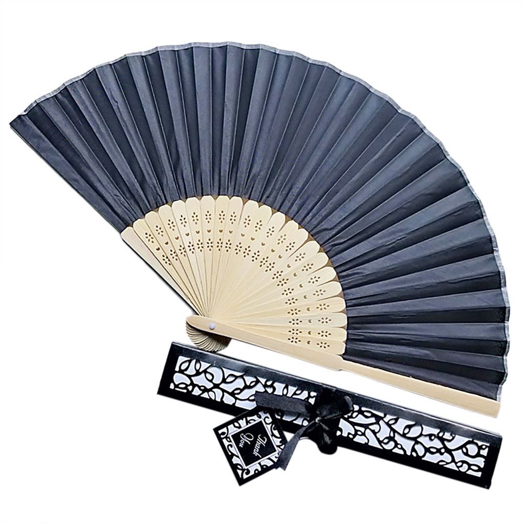 Decor Fan Home Folding Couple Fan Bamboo Fan Solid June25 Wedding Solid Color Cartoon Gift 1 Gift Pc Tray Silk Box Gift Color