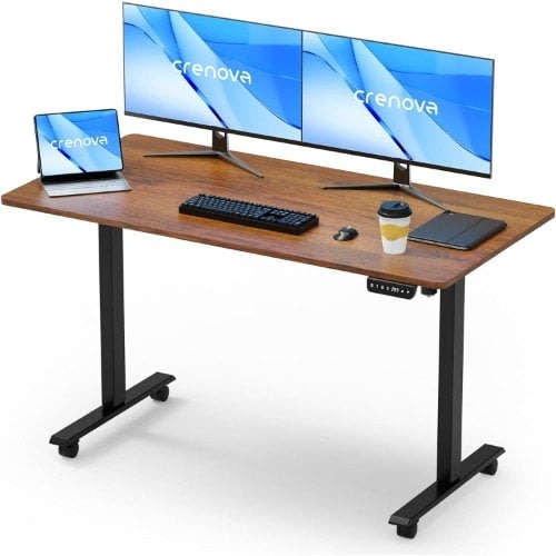 Electric Adjustable Standing Desk - Brown Top