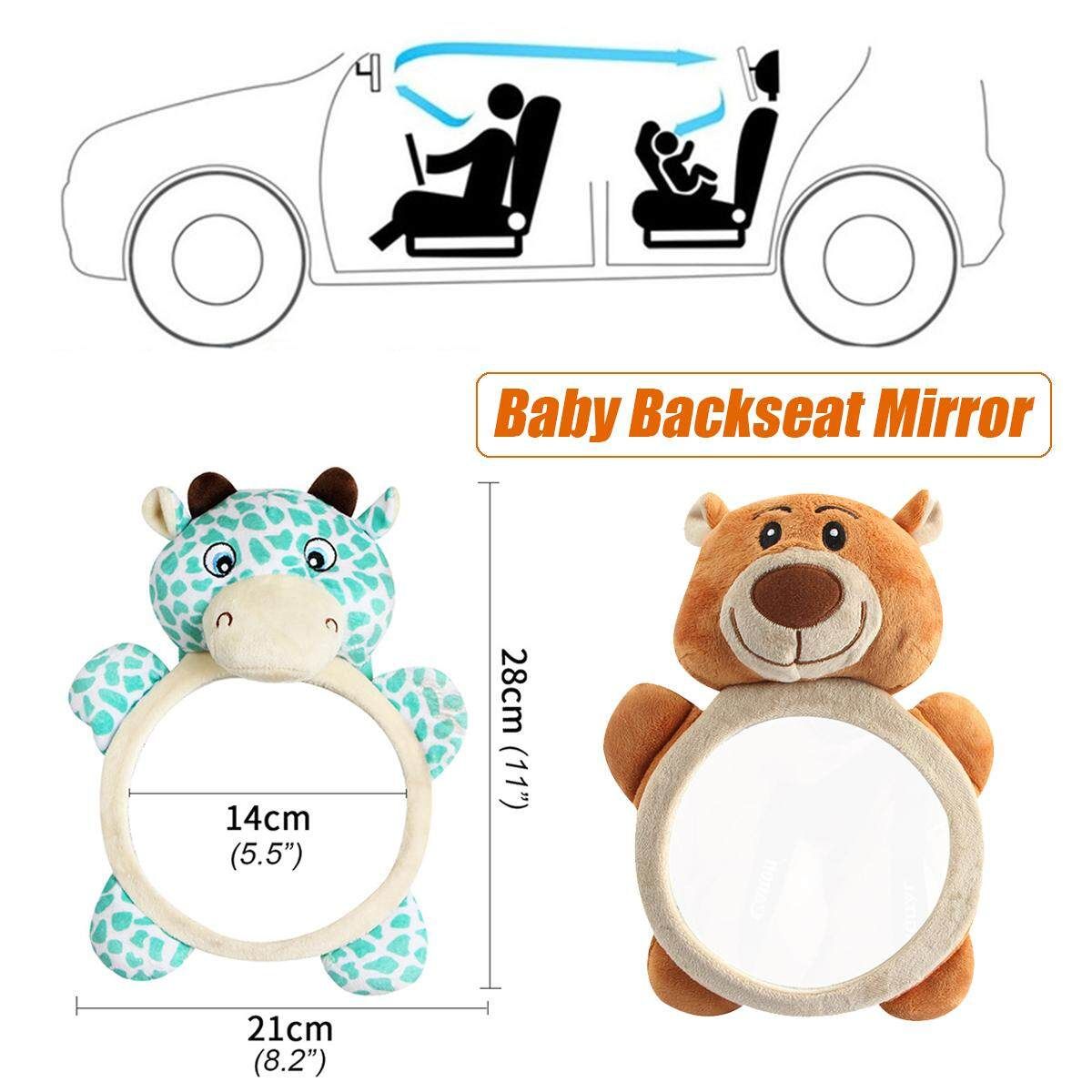 Baby Backseat Mirror For Car View Infant Rear Facing Car Seat Newborn Safety Animal Bear Mirror