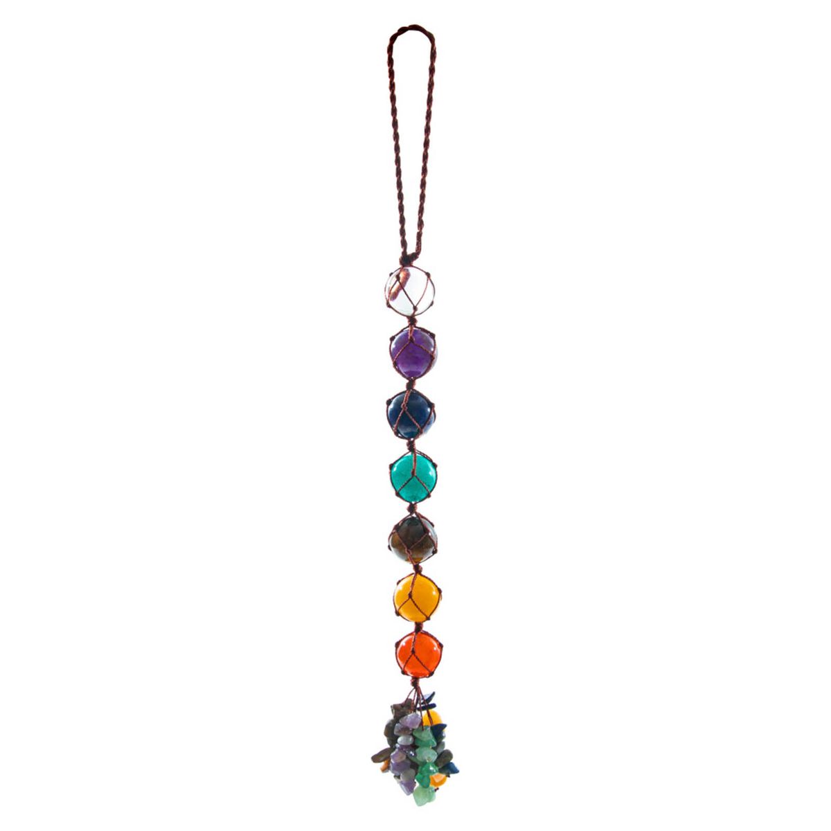 7 Chakra Pendant Round Balls Gemstone Tassel Spiritual
