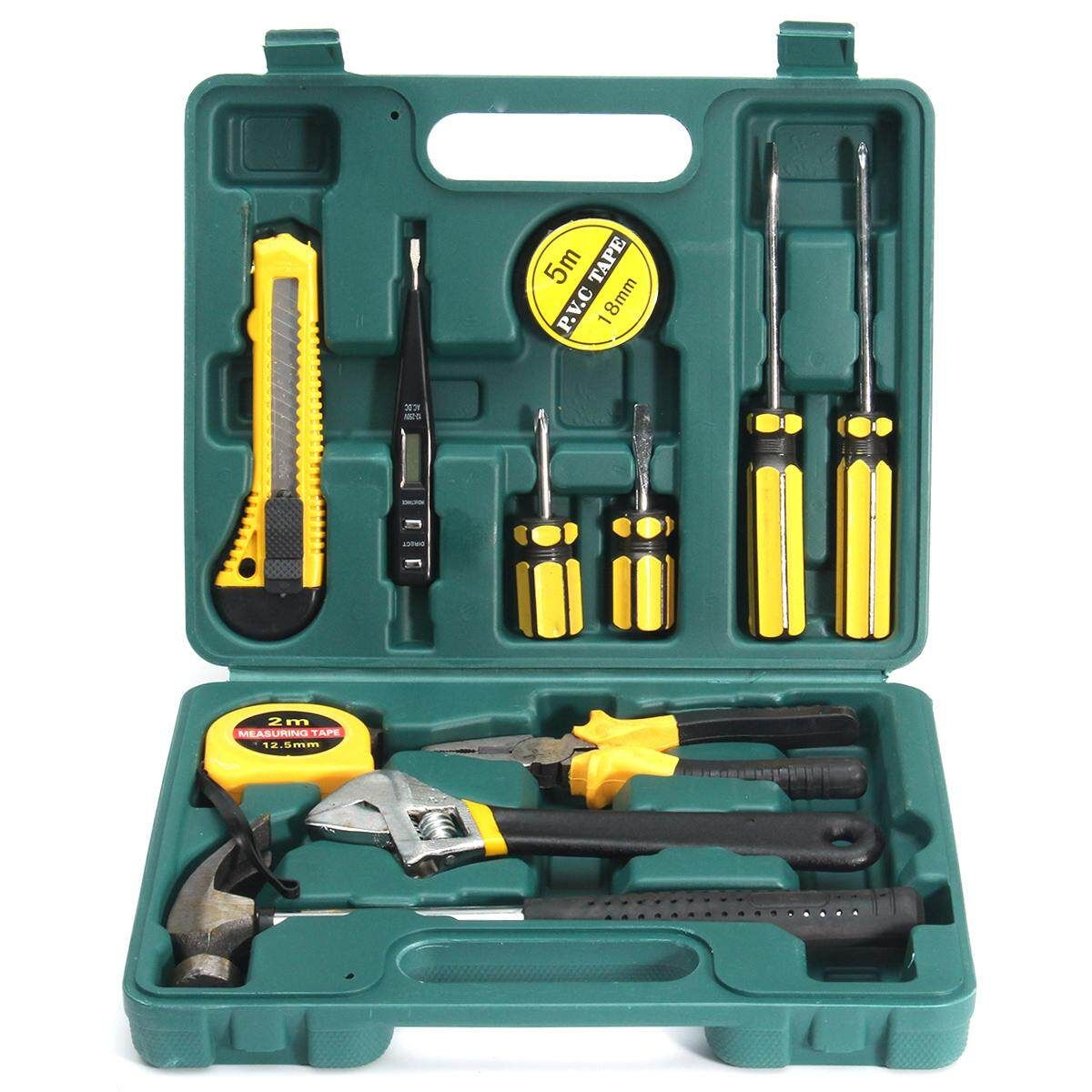12Pcs Professional Basic Fix Repair Home Tools Set Hand Carry Tool Box Kit