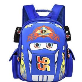 Lightyear Car Race 3d Well Padded Cushion School Bag Backpack- Blue