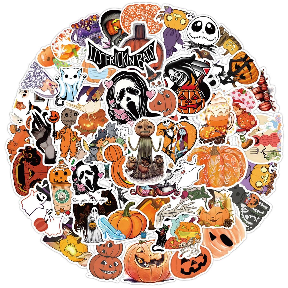 Halloween Decals Spooky Halloween Sticker Pack 50pcs Funny for Water