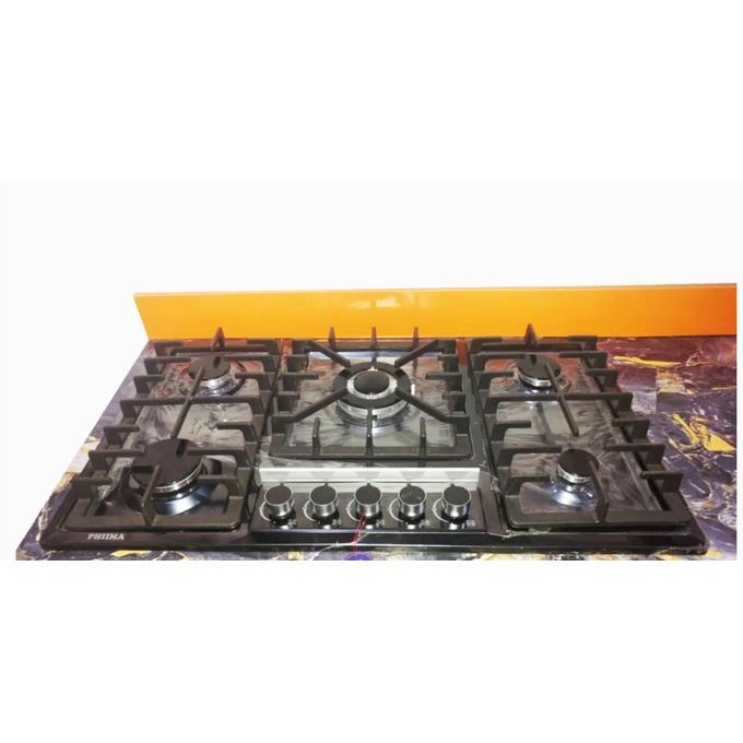 90cmX60cm 5 Gas Burner Stainless Black CookerTop Hob