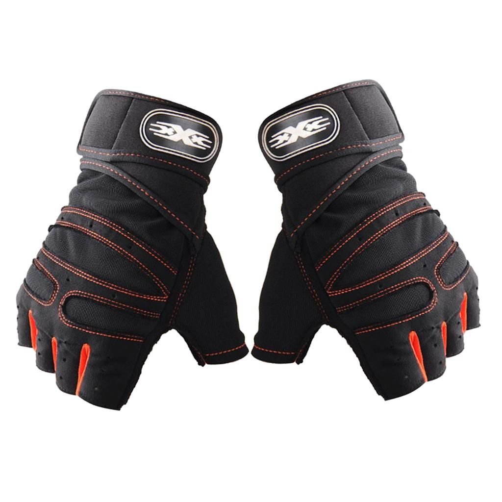 1 Pair Men's Gym  Sports Exercise Weight Lifting Black+Orange XL