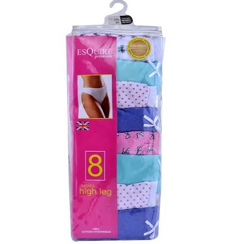 8 Ladies Highleg Briefs - Medium