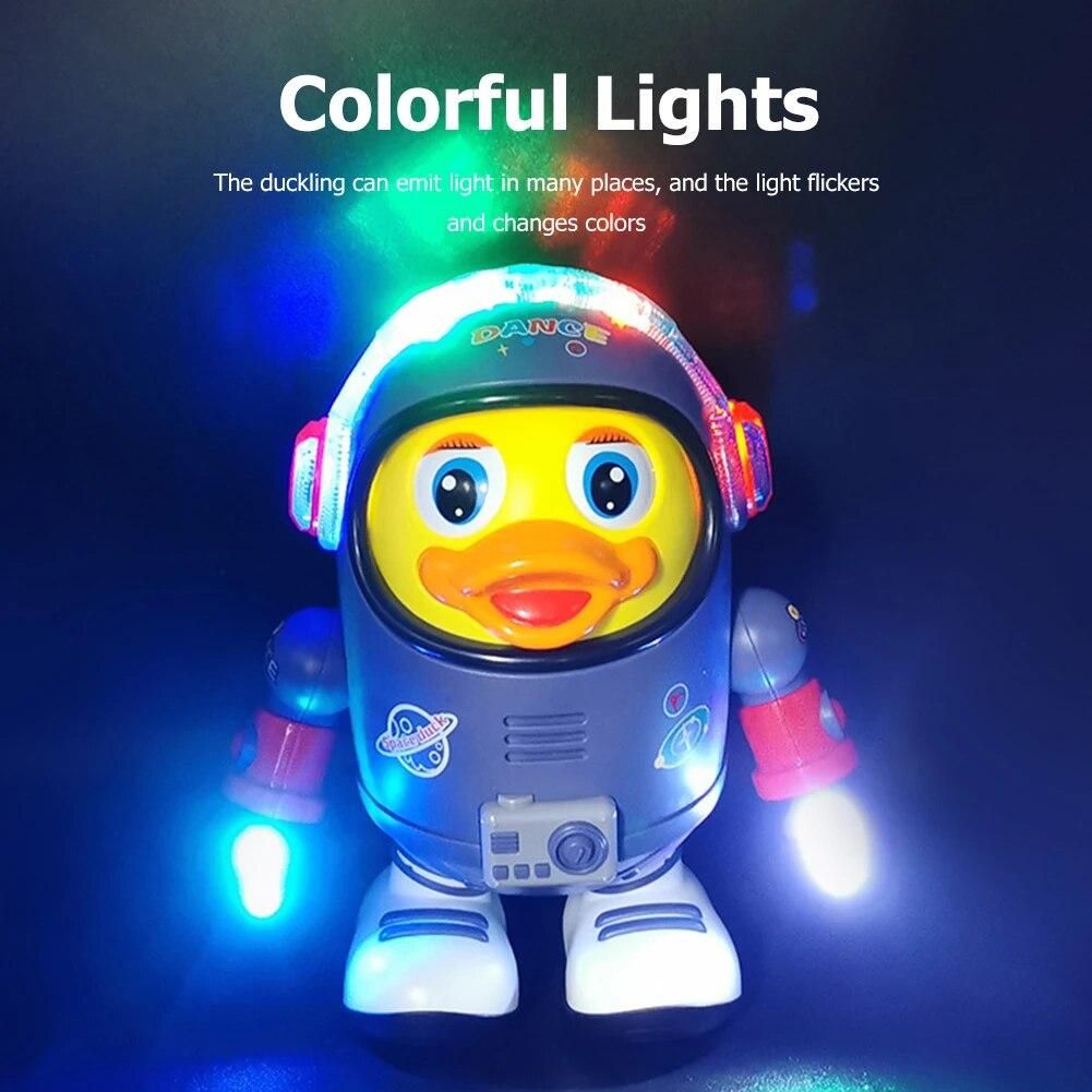 Electric Dancing Space Duck Smooth with Music Light Early Education Duck Toys Glowing Space Duck Doll for Children Birthday Gift
