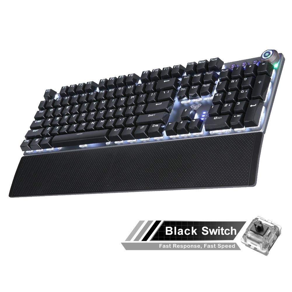 AULA / Tarantula F2088 Green Axis Mechanical Keyboard Manufacturer Backlight Effect Hand Hold Game Keyboard Black Axis Tea Axis black white light black shaft