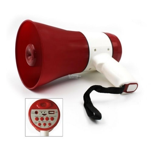 Portable Rechargeable Megaphone Speaker With Usb - Red