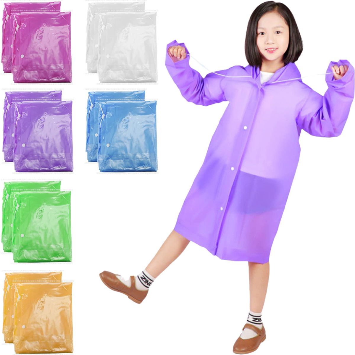 Windproof  Children's Raincoat -white