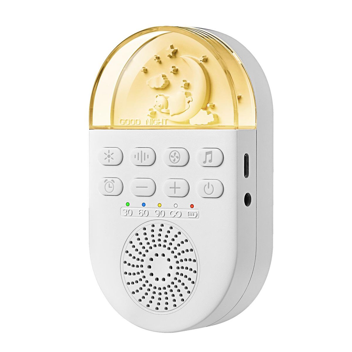 White Noise Sound Machine Baby Sleep Soother with Soft Warm Light/ White Light 24 Soothing Sounds Timers Natural Sound Machine with Lanyard for Babyroom Bedroom On-the-Go Travel