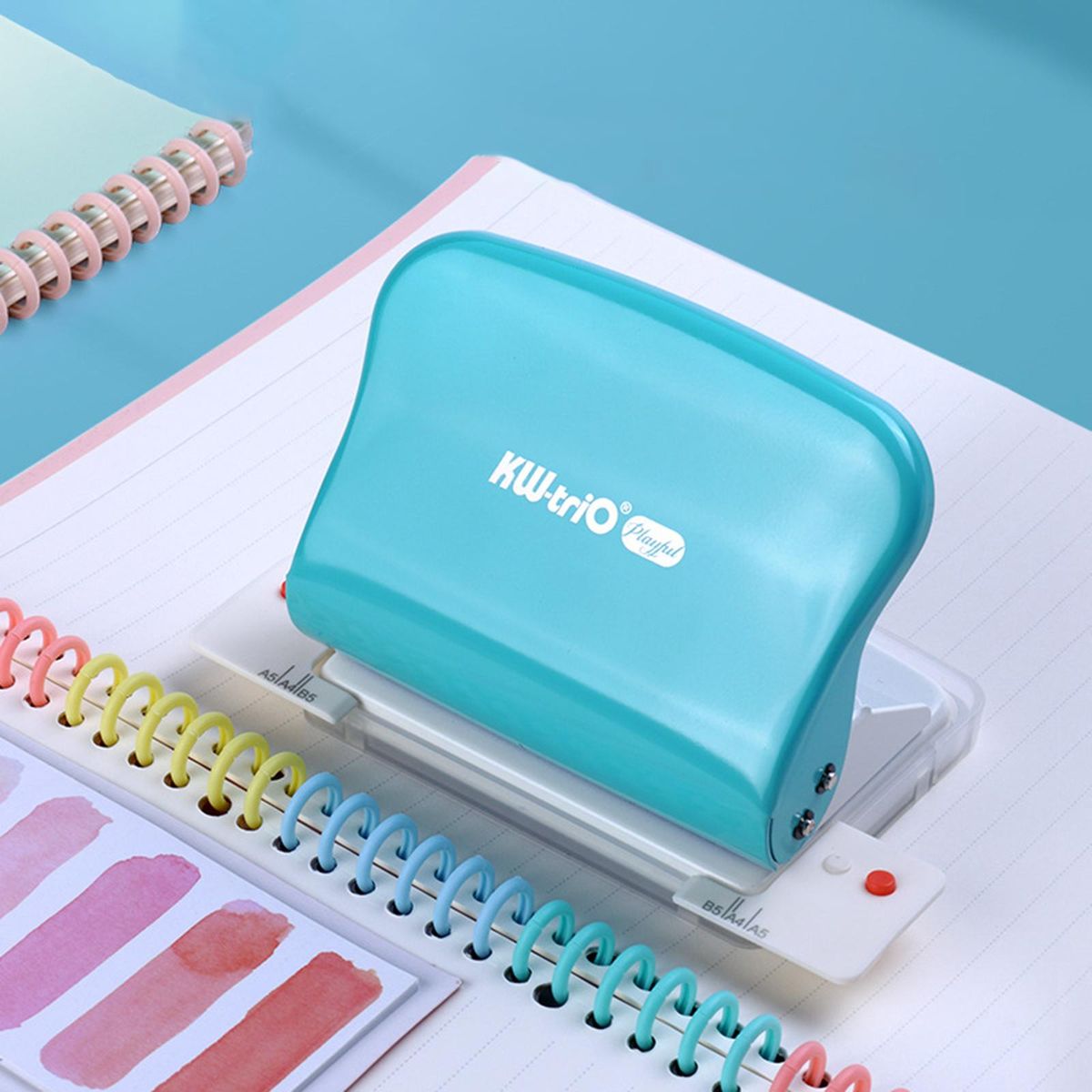 Loose Leaf Hole Puncher With Positioning A4 B5 A5 Stationery Green