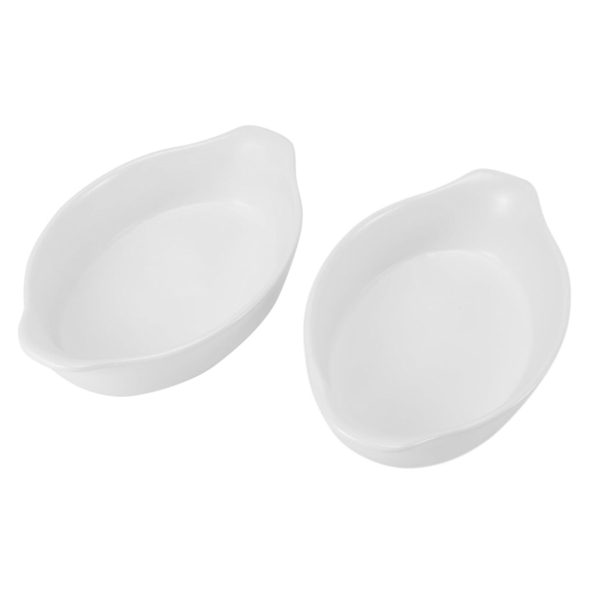 Baking Tray Set Cheese Baked Rice Bowl Oven Microwave Oven Baking Tray Ceramic Salad Bowl, Oval-2 Pieces White