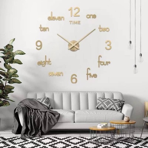 3D Gold DIY Clock | Number + Word Mix Design | 120cm