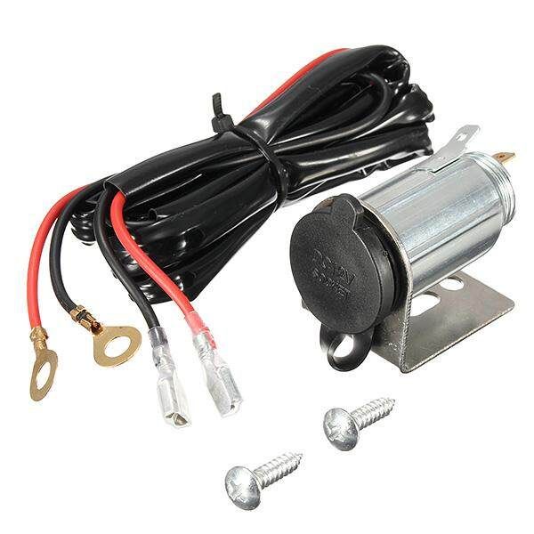 12V-24V Waterproof Motorcycle Car Ciga Metal Socket Plug With Cable