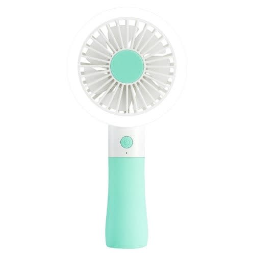 Hand-held Usb Rechargeable Fan With Makeup Light - Blue