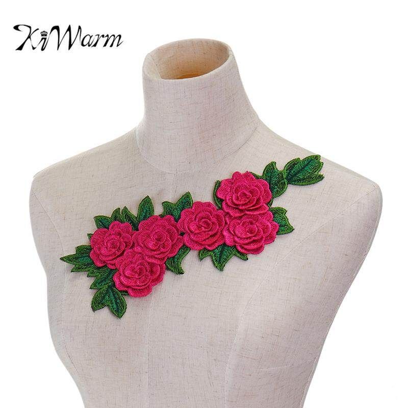 1 Pcs New Brand 3D Big Red Rose Flower Embroidered Patch DIY Iron On Sew On Fabric Repair Clothing For Wedding Red Red (red)
