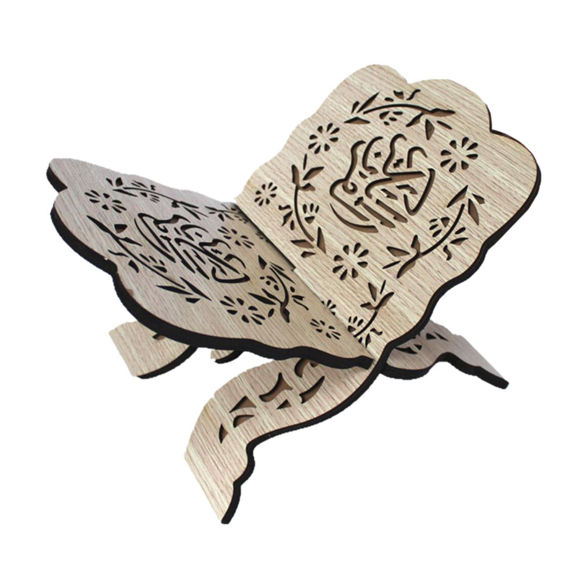 Wooden Book Shelf Carved Bible Frame Holy Book Stand Reading Color A