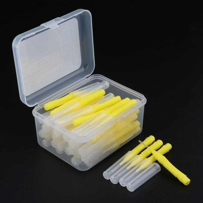 Lots 40 Dental Interdental Brush Tooth Pick Flosser Yellow 0.4mm