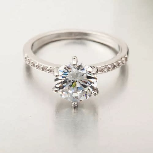 Diamond Round Princess Engagement Ring Silver