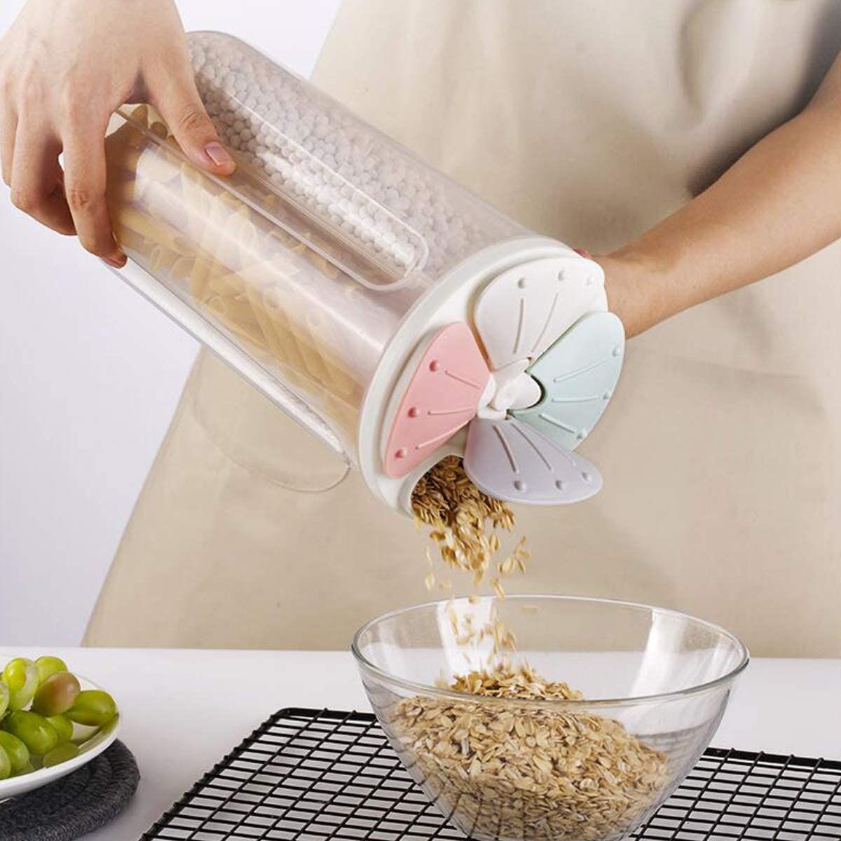 Cylindrical Cereal Container With 4 Sections  - 2500ml