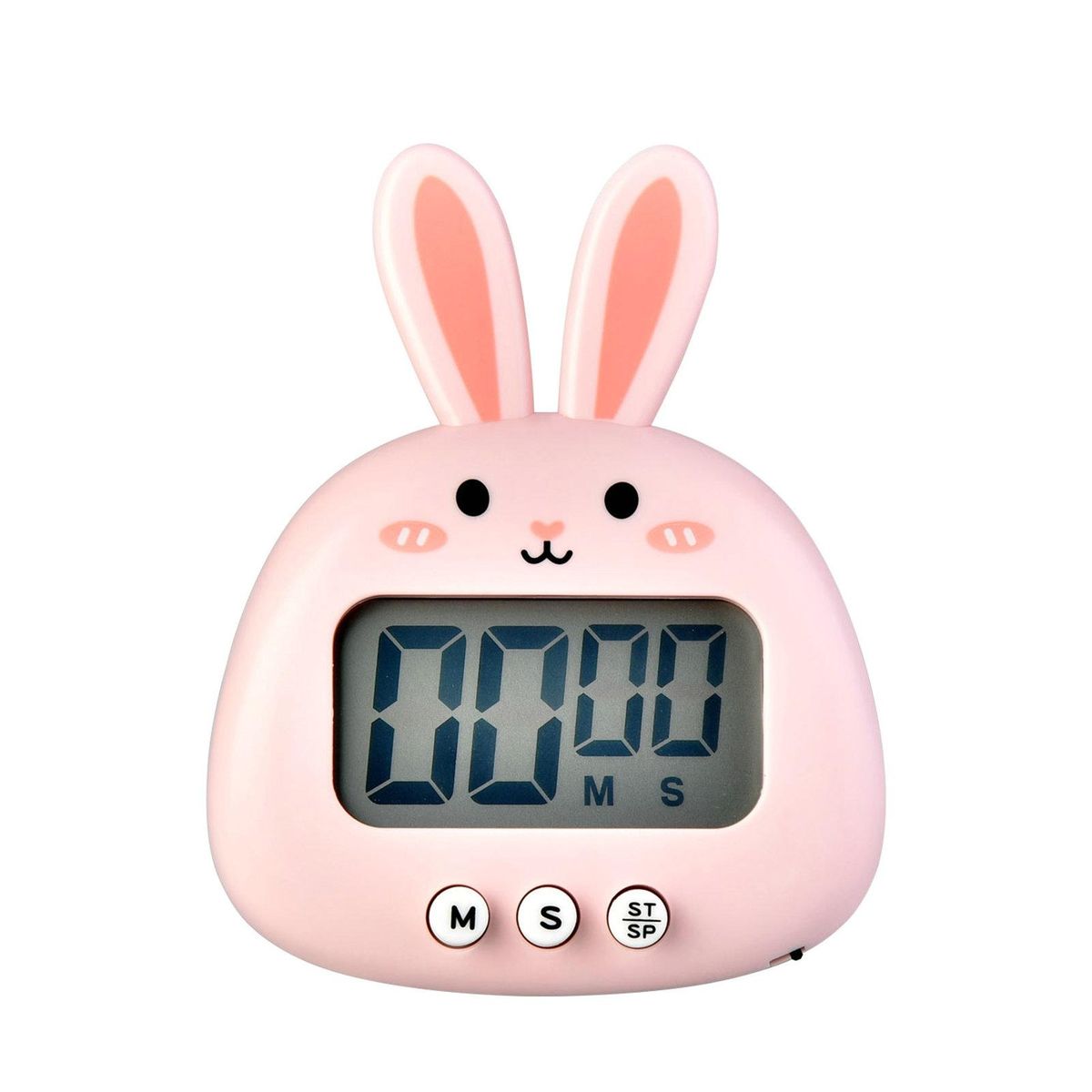Digital Cartoon Rabbit Kitchen Manual Reminder Clock Pink
