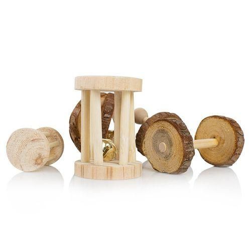 10Pcs Cute Natural Wooden Pine Dumbells Unicycle Bell
