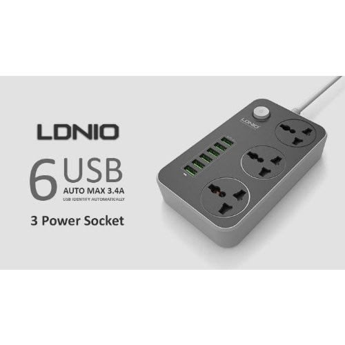 Sc3604 3.4a Power Socket With 3 Ac + 6 Usb Charger Adapter