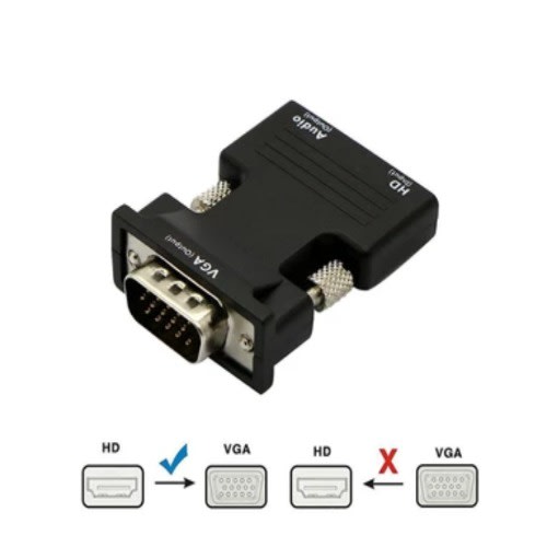 Hdmi-compatible Female To Vga Male Converter 3.5mm Audio Cable Adapter 1080p Fhd Video Out