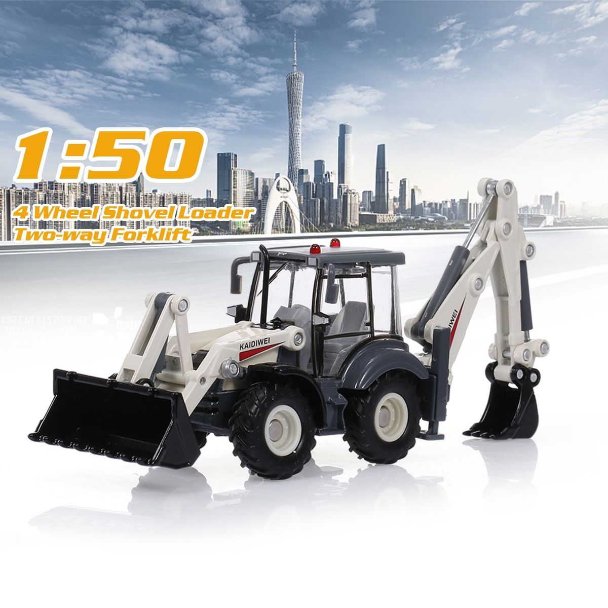 Alloy Diecast Excavator 1:50 4 Wheel Shovel Loader Two-way