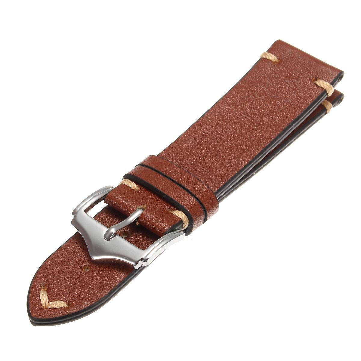 20mm Vintage Calf Leather Wrist Watch Band Strap Belt Buckle Brown 22mm