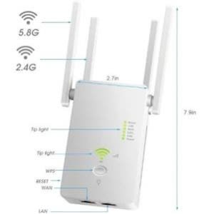 Wireless Wifi Extender Ap Dual Band 2.4g Long Range 1200mbps - White