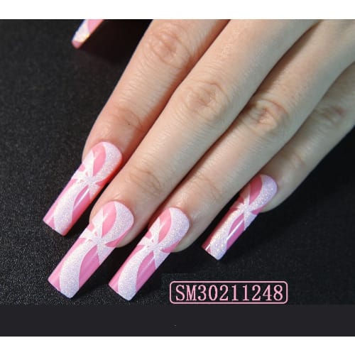 Ballet Coffin Full Cover Long Press On Nail - Sm30211248  - 24 Pieces