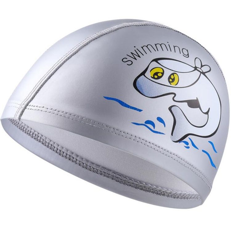 Children PU Dolphin Pattern Elastic Swimming Cap