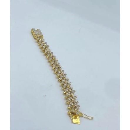 Iced Out Studded Stones Men's Link Bracelet Gold 20cm