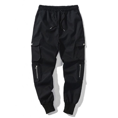 Multi-pocket Drawstring Combat Trouser - Black